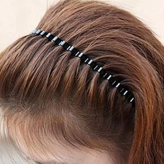 Nologo OEM Unisex Black Metal Comb Sports Band Long Hair HeadBand Black For Men and Women - Image 3
